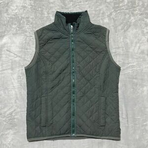 Prana Quilted Vest Women's Large Green Full Zip Mock Neck‎ Puffer Sleeveless